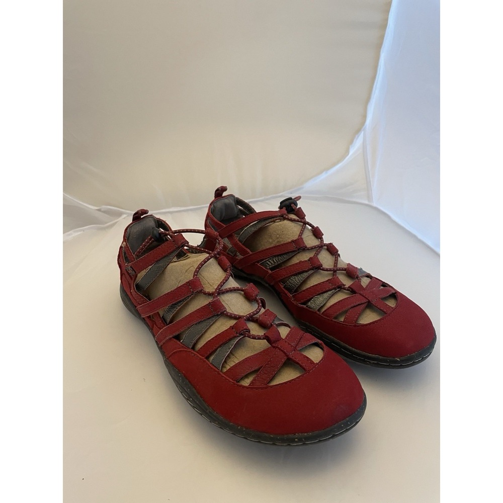 Jambu Bangle Barefoot Memory Foam Red Leather Comfort Sandals Women's Size 9.5 M